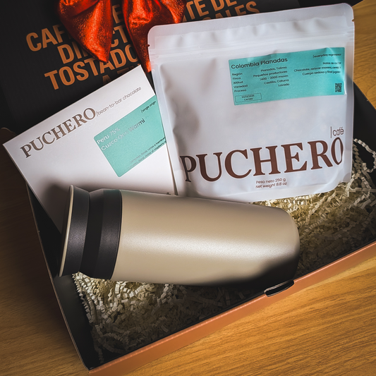 PACK REGALO - BUENOS DÍAS: 1 café + chocolate + termo
